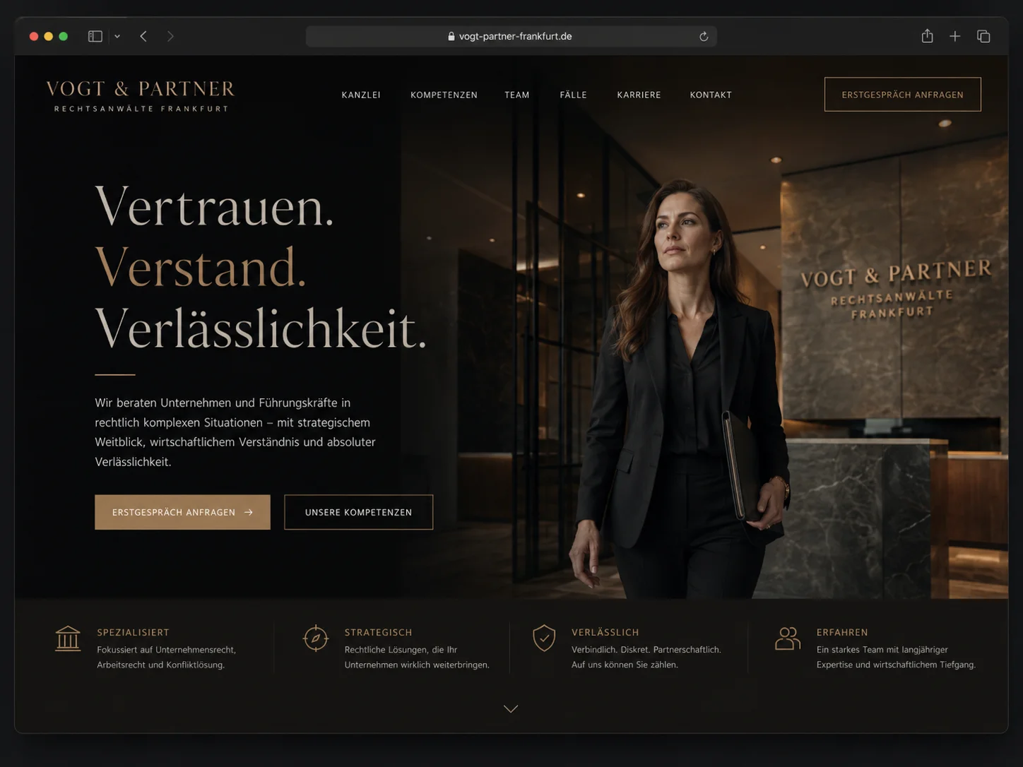 Mockup einer modernen Kanzlei-Webseite, Beispiel 2