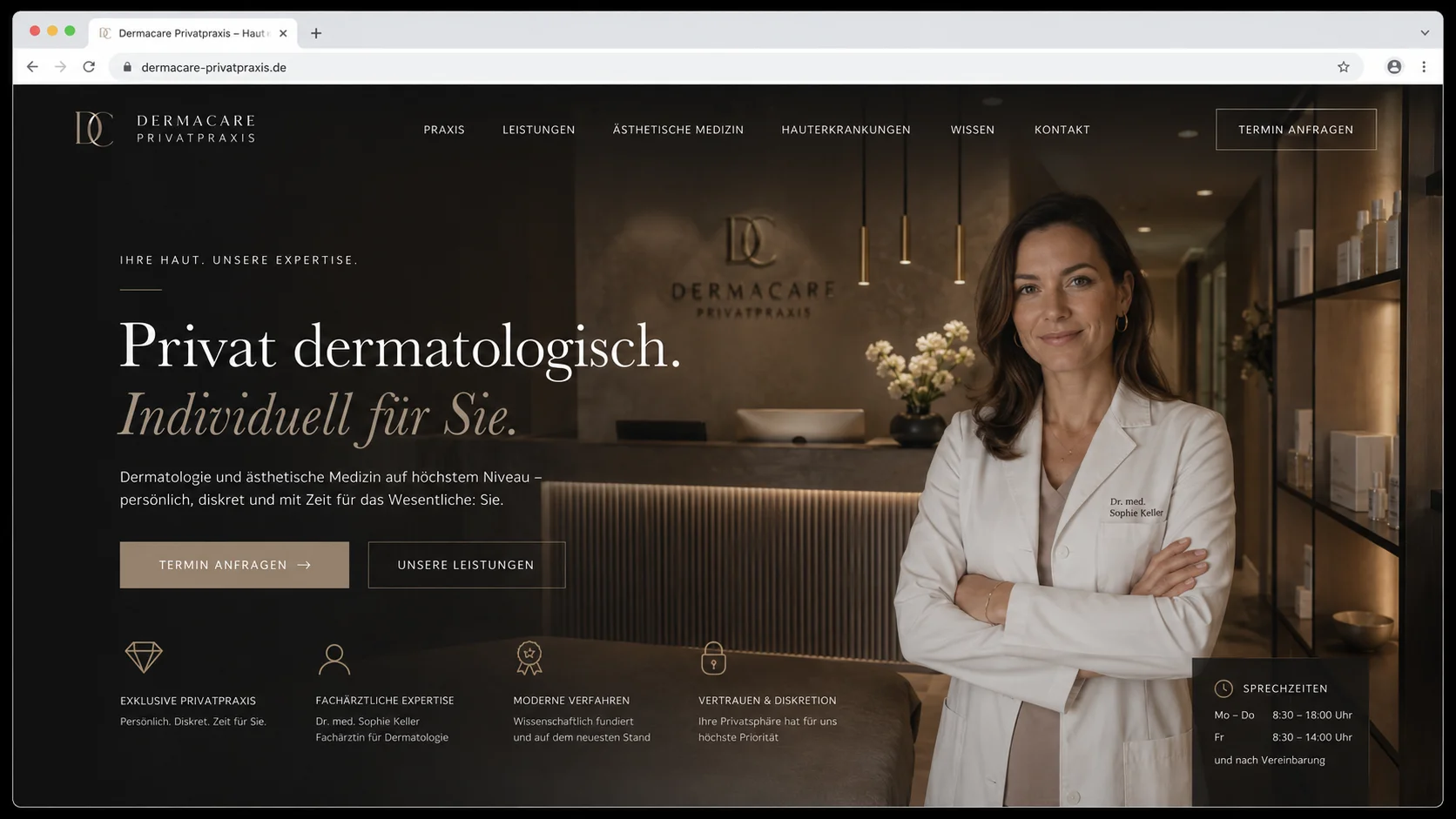 Mockup einer modernen Praxis-Webseite, Beispiel 3
