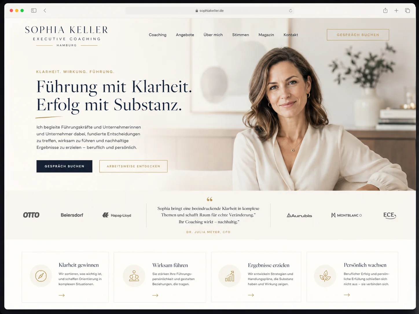 Mockup einer modernen Coaching-Webseite, Beispiel 3