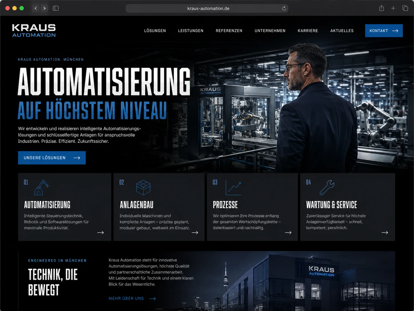 Mockup einer modernen Industrie-Webseite, Beispiel 2