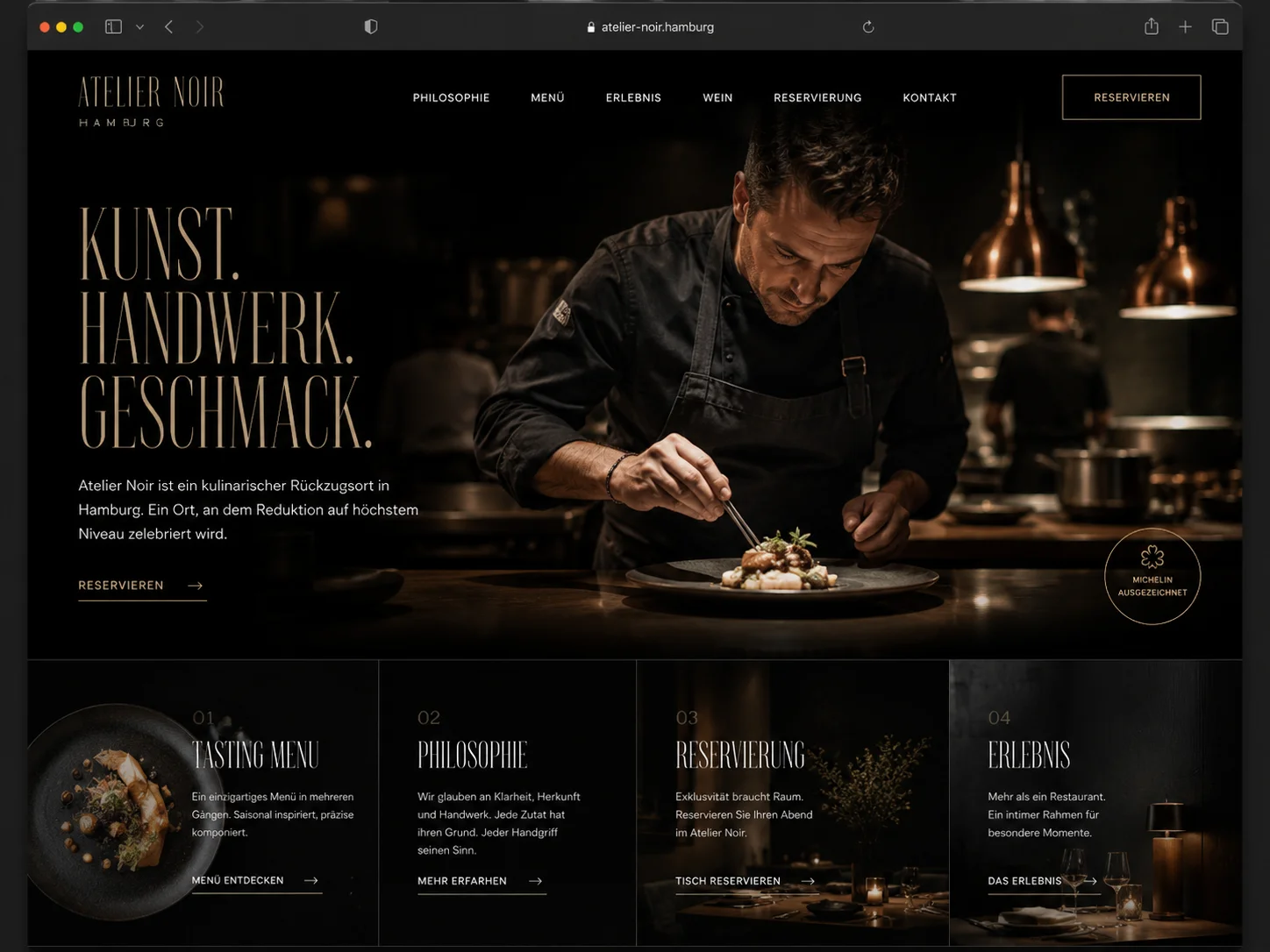 Mockup einer modernen Restaurant-Webseite, Beispiel 2